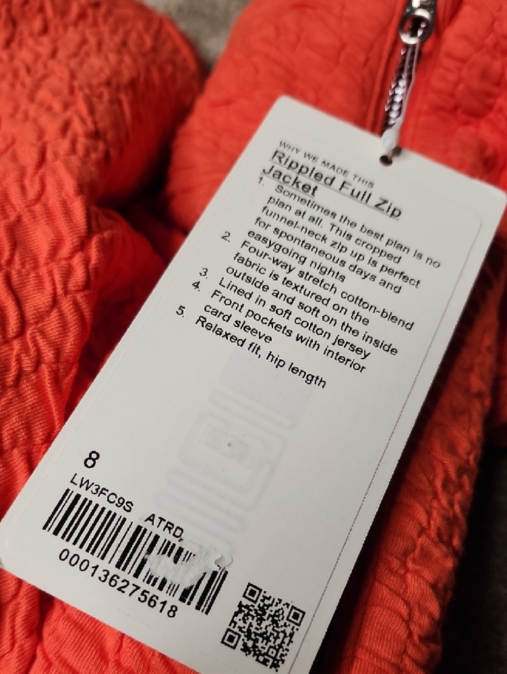 Lululemon Rippled Full Zip Jacket
Autumn Red - Picture 6 of 6